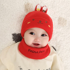 夾棉兔子嬰兒帽子秋冬3-12個月女寶寶6新生兒保暖男童毛線1-2歲