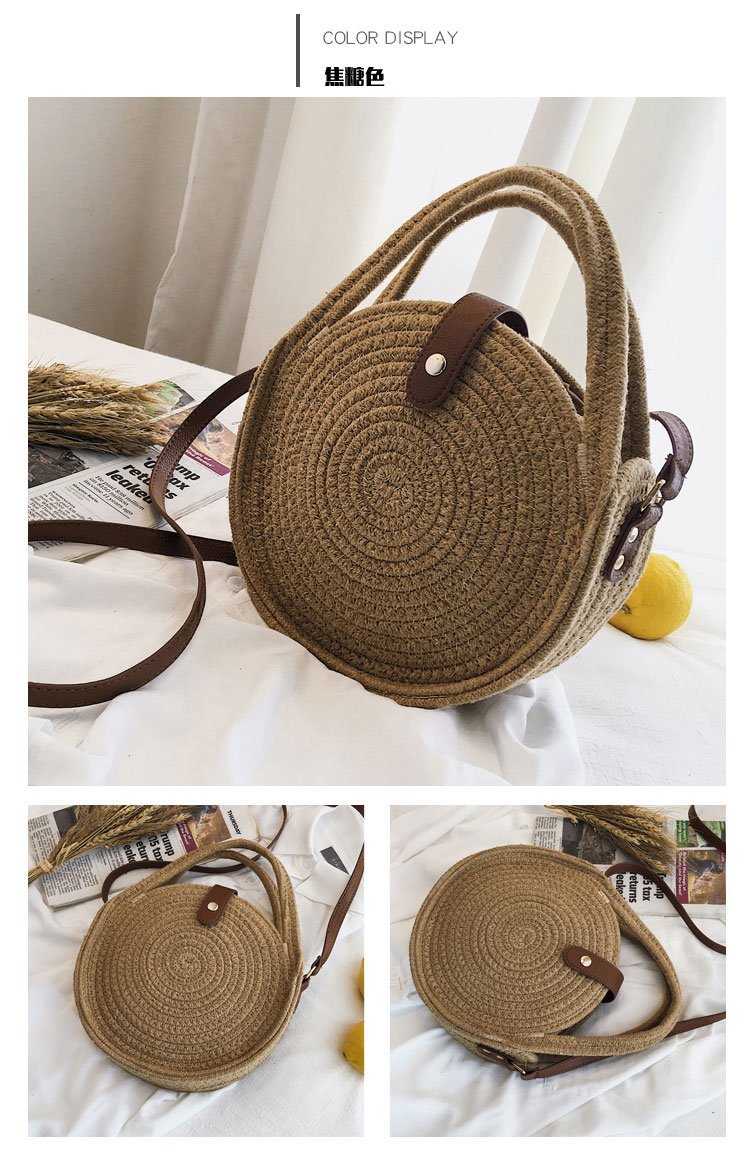 Fashion Hemp Rope Round Straw Woven Shoulder Bag display picture 9