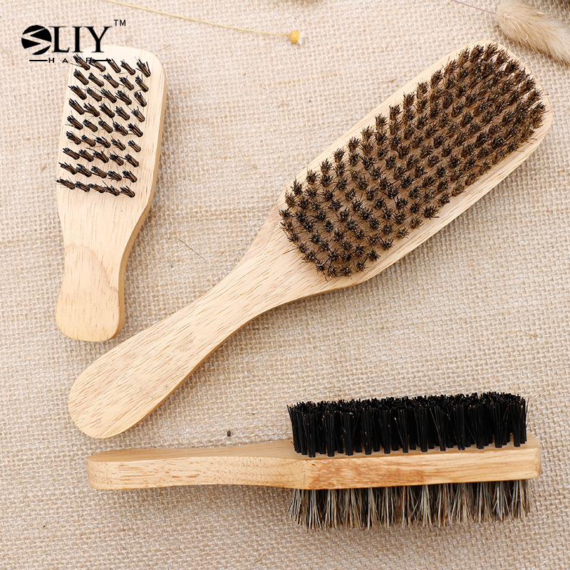 Cross-Border Cepillo de barba de doble cara para hombres Corte de pelo desmenuzado Cepillo de pelo Cerda Cuidado de limpieza de barba Modelado Cepillo de barba al por mayor