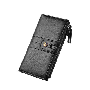 DEABOLAR New wallet Men's wallet pu Long wallet Vintage Handheld Phone Bag Buckle for Hair