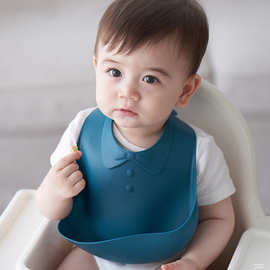 宝宝柔软围嘴儿童防水可以擦洗围兜婴幼儿硅胶饭兜可携带便清洗