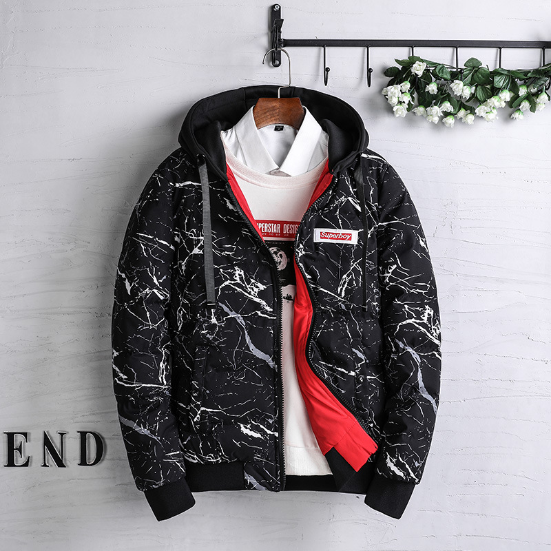 Jerry Vince|Cotton coat man 2019 winter Two-sided cotton-padded clothes coat Cool character printing cotton-padded clothes