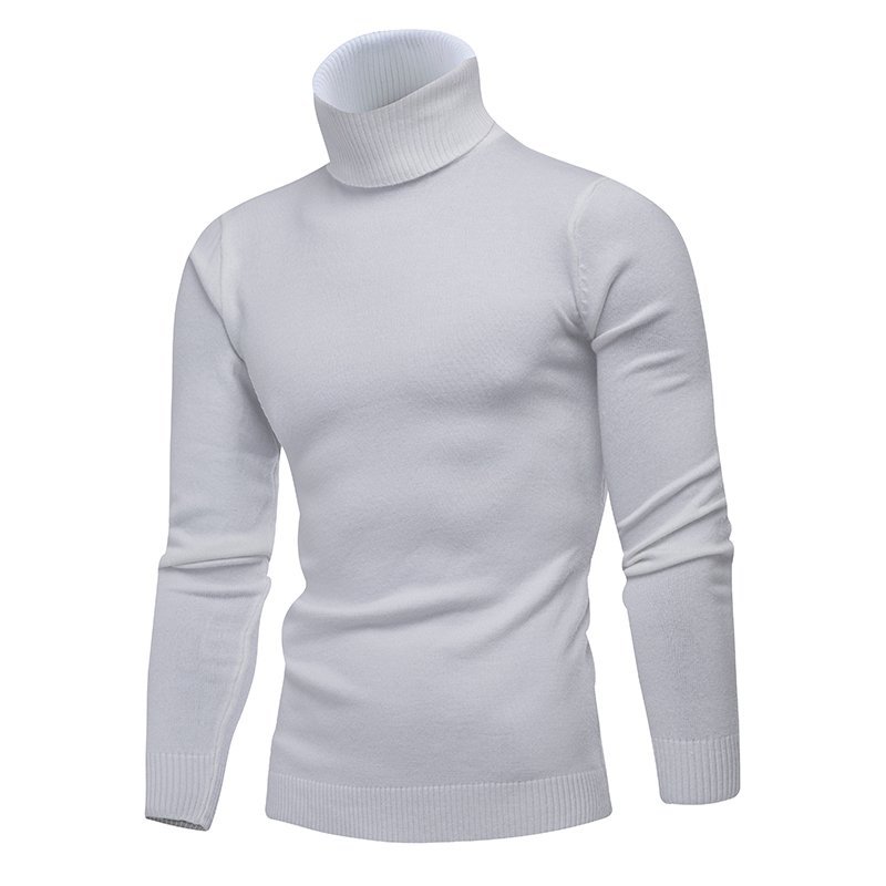 New men's high collar solid color pullover in autumn and winter