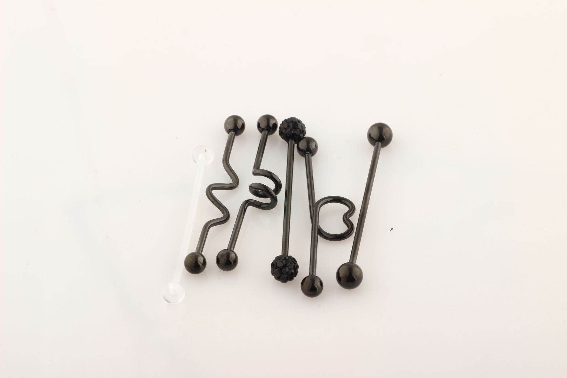 Diamond Industrial Barbell Crossbar Straight Bar Earring Set - Stainless Steel Double Ear Cuff for Cartilage Helix Tragus, Silver detail image 10