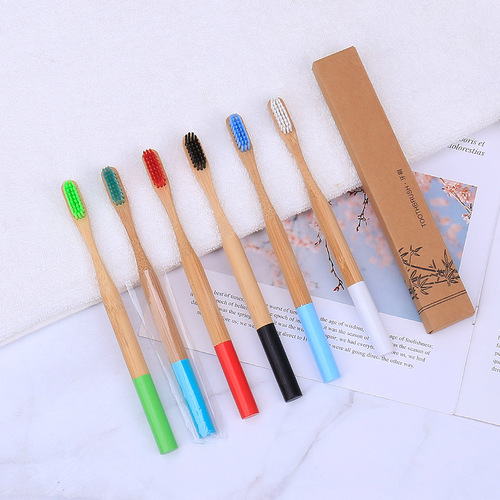 Bamboo Toothbrush Bamboo Carbon Fiber Cylinder Round Handle Colorful Lacquered Handle Bamboo Toothbrush Eco-friendly and Healthy Bamboo Toothbrush Manufacturer