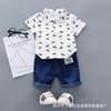 Jeans, children's set, polo, clothing, with short sleeve, Korean style