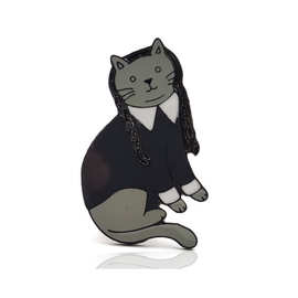 2019欧美新款女孩形象黑白猫咪女孩创意时尚珐琅胸针背包帽子徽章