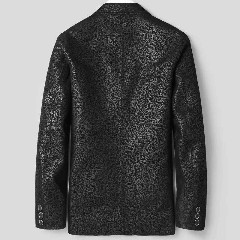 Пиджак мужской из натуральной кожи, slim fit, осень, черный, размеры M–XXXXL