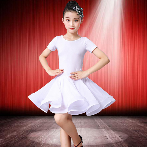 Children white red black Latin dance skirt children grading competition performance Dress girls latin training dance performance dress