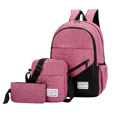  New College Style Neutral Double Shoulder Bag Solid Color Travel Polyester Multi-Piece Set Bag