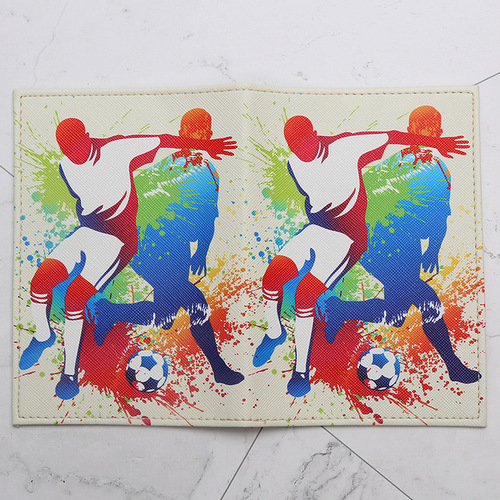 Brazilian Football Character Basketball Imitation Leather Passport Holder PU Printed Passport Cover Travel Document Storage Bag Protective Cover