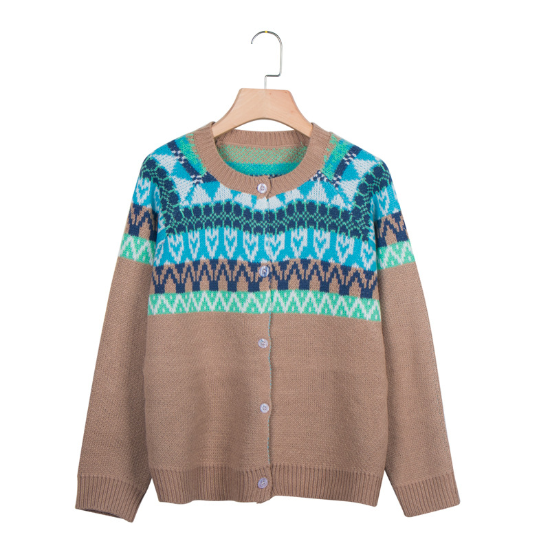 women s new solid color printed sweater  NSLK11334