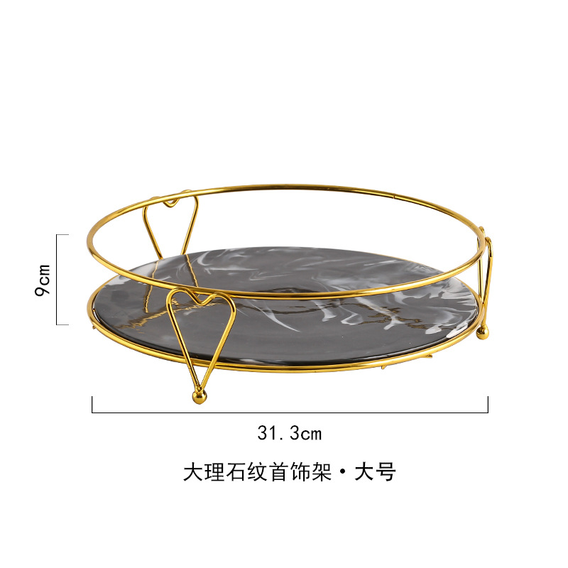 Nórdico oro hierro forjado cosméticos tocador rack de almacenamiento pastel postre placa cerámica pastelería rack bandeja