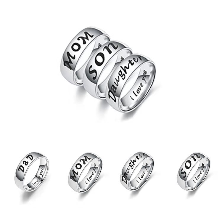 Europe and America new pattern family Warm lovers Titanium steel ring LOVE MOM SON DAUGHTER direct deal