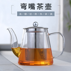 Fanshi thickened glass flower teapot household heat-resistant and high-temperature resistant stainless steel filter teapot teacup set teapot