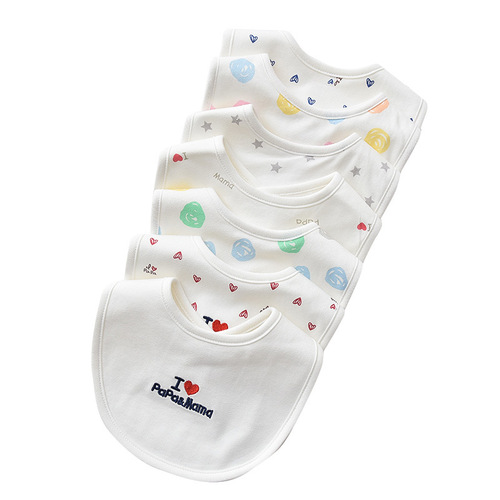 Factory direct sales new model I love dad I love mom newborn baby embroidered bib 360 infant saliva towel