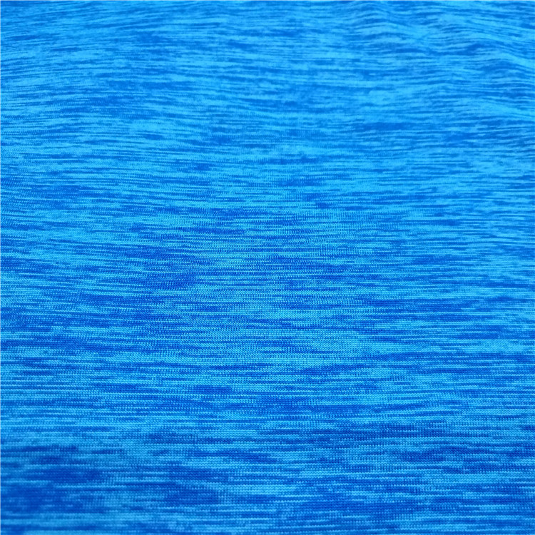 阳离子全涤氨纶纬编色织针织布 双色麻灰牛奶丝弹力莱卡速干面料