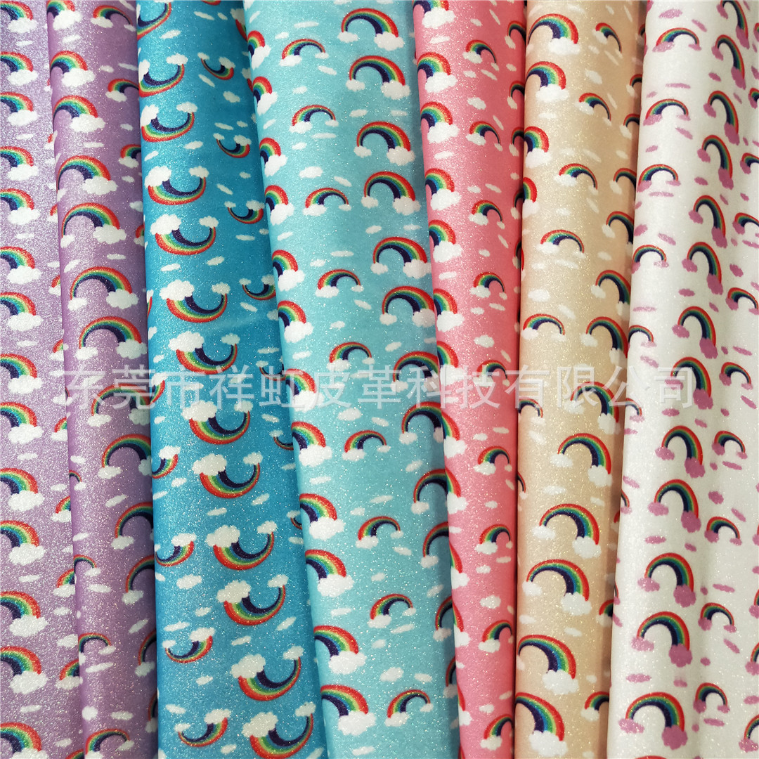 工厂直销闪亮七彩渐变彩虹云格利特人造革金葱亮晶晶闪粉手袋饰品