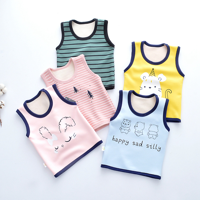 儿童保暖背心 加绒中小童马甲宝宝秋冬贴身上衣加厚打底