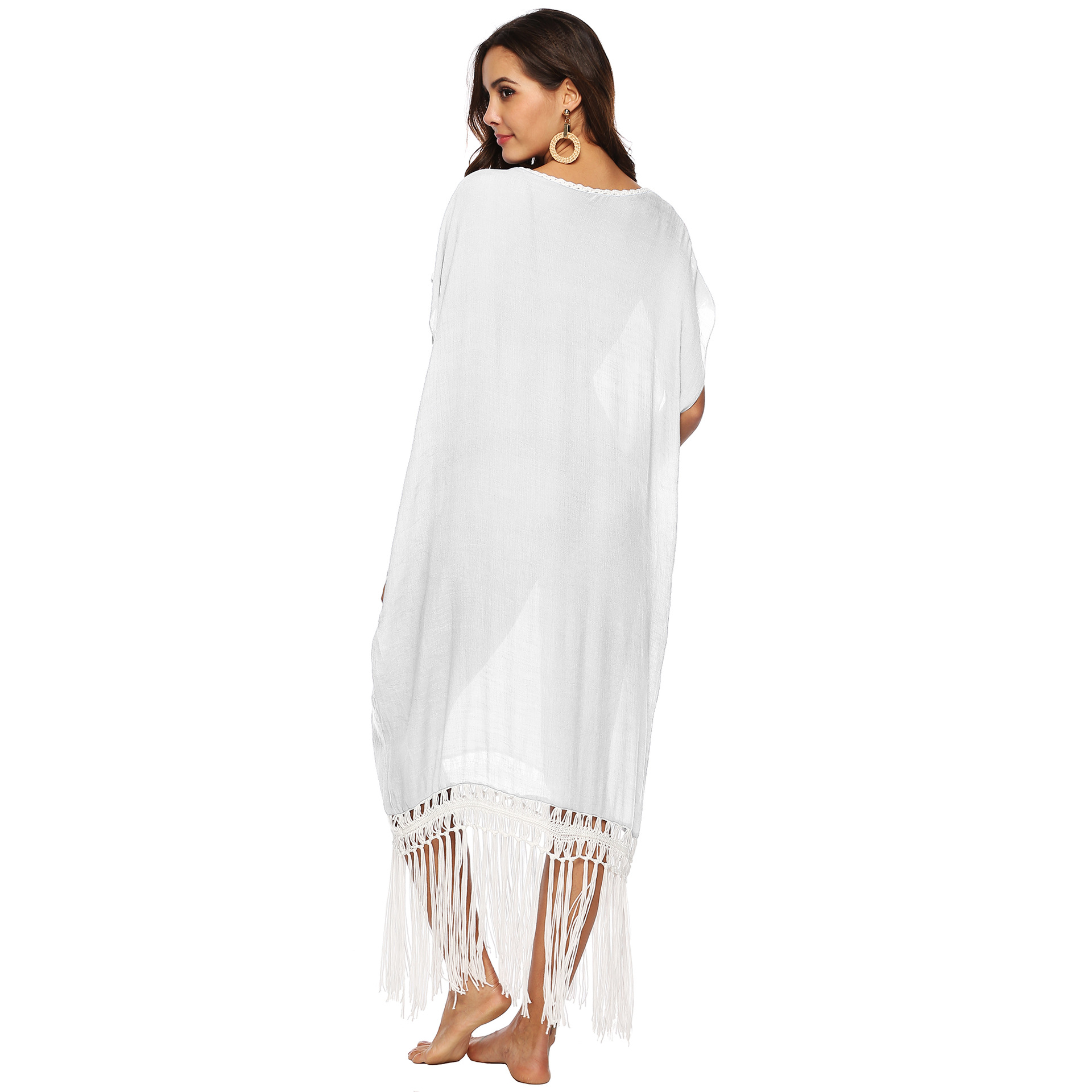 hand hook stitching long fringed beach dress NSOY45990