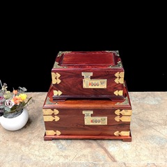 New Sapele Wood Password Flocked Fabric Jewelry Box, Red Wood Storage Box with LOGO Engraving, Retro Creative Portable Shelf Accent