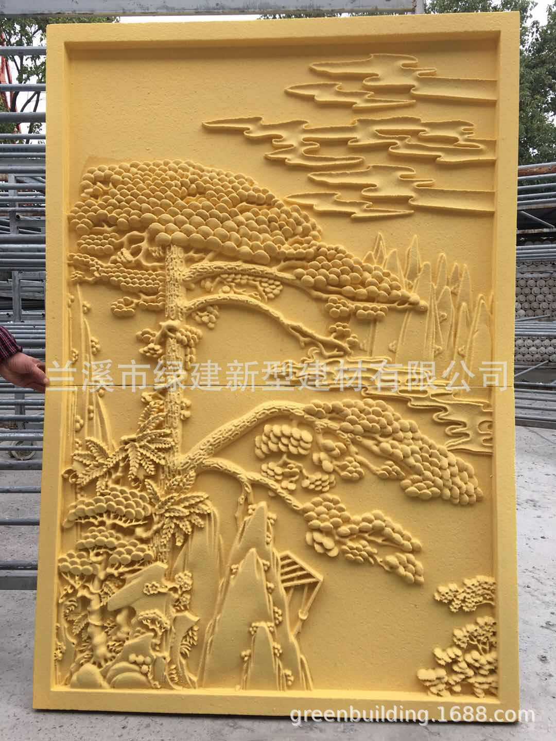 热销欧式浮雕别墅外墙装饰泡沫大花板迎客松,横向竖向尺寸可定制