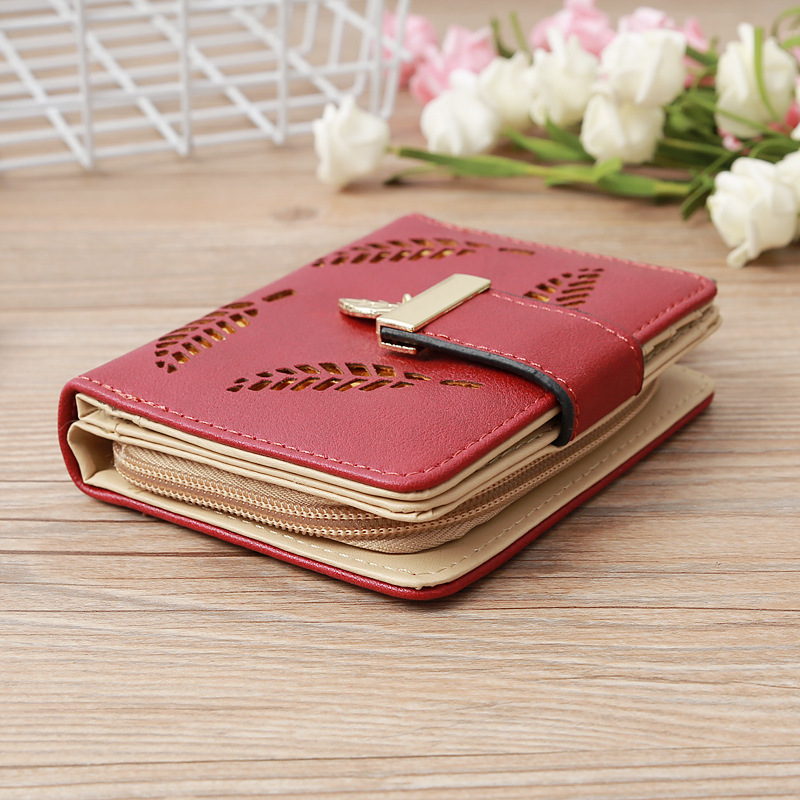 Korean Hollow Leaf Flower Two Fold Wallet display picture 10