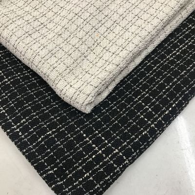 供应欧美小香风毛呢面料 粗纺格子花式呢 女装时装箱包鞋材面料