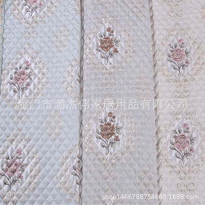 半成品沙發墊布料批發 绗縫夾棉沙發套巾 亞麻提花布藝沙發墊輔料