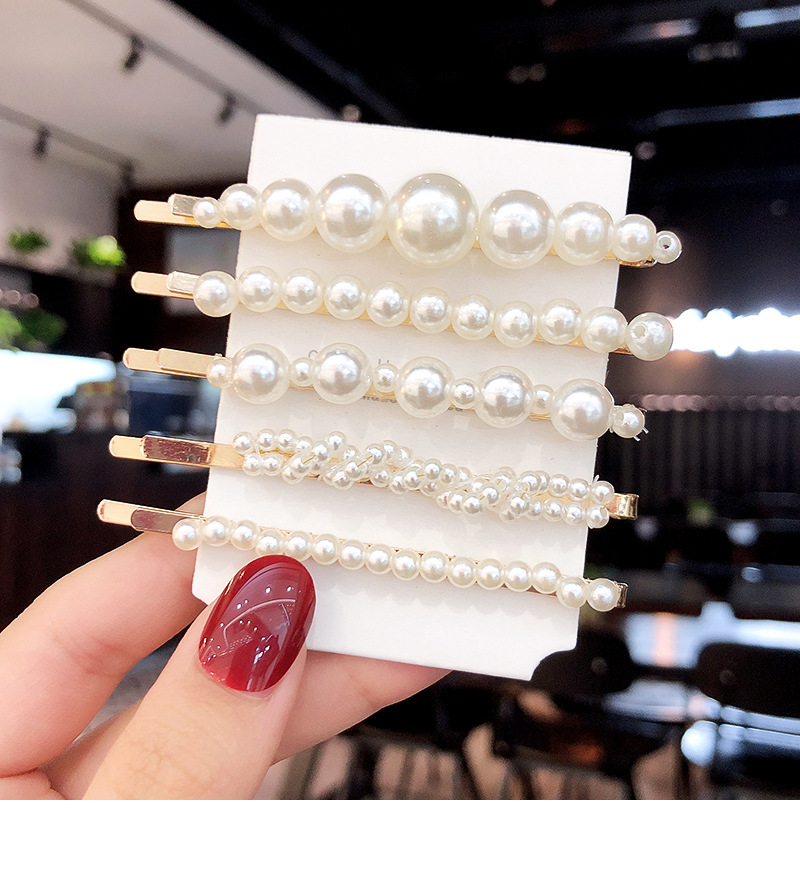 Temperament Pearl Hairpin Korean Hair Ornaments Word Clip display picture 2