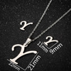 Pendant stainless steel with letters, necklace, chain, set, earrings, accessory, European style, wholesale