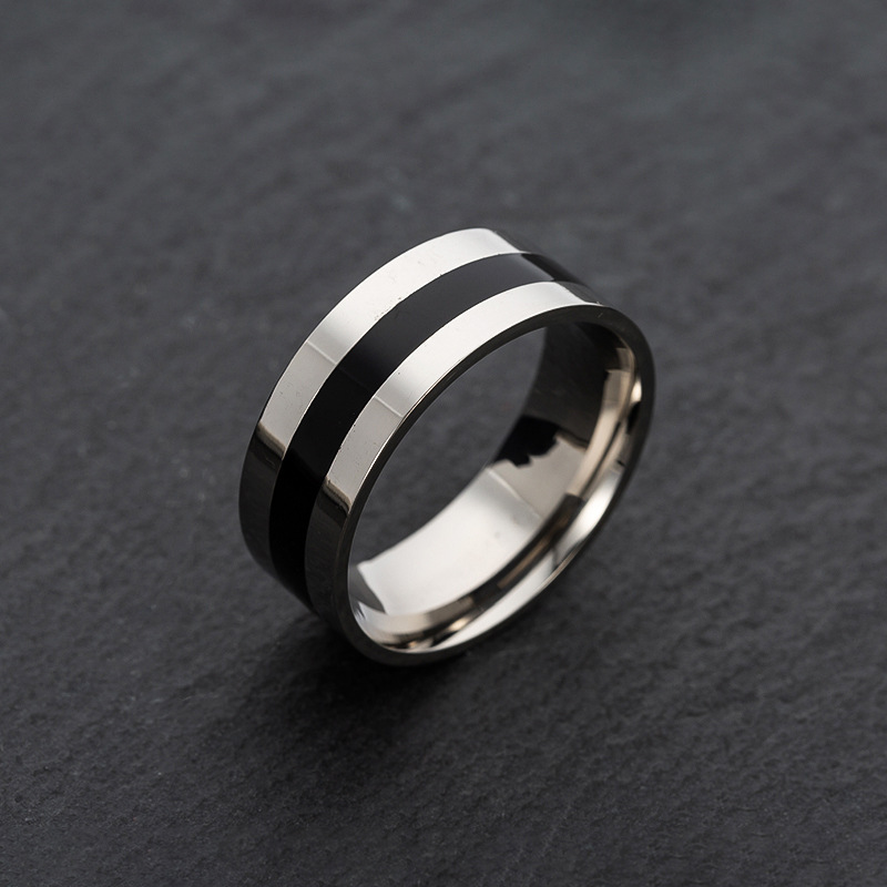 Wholesale Simple Contrast Color Stainless Steel Ring display picture 1