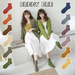 Korean women's socks with small bear piles, winter and autumn cotton socks, new colorful basic cotton socks, spandex short socks