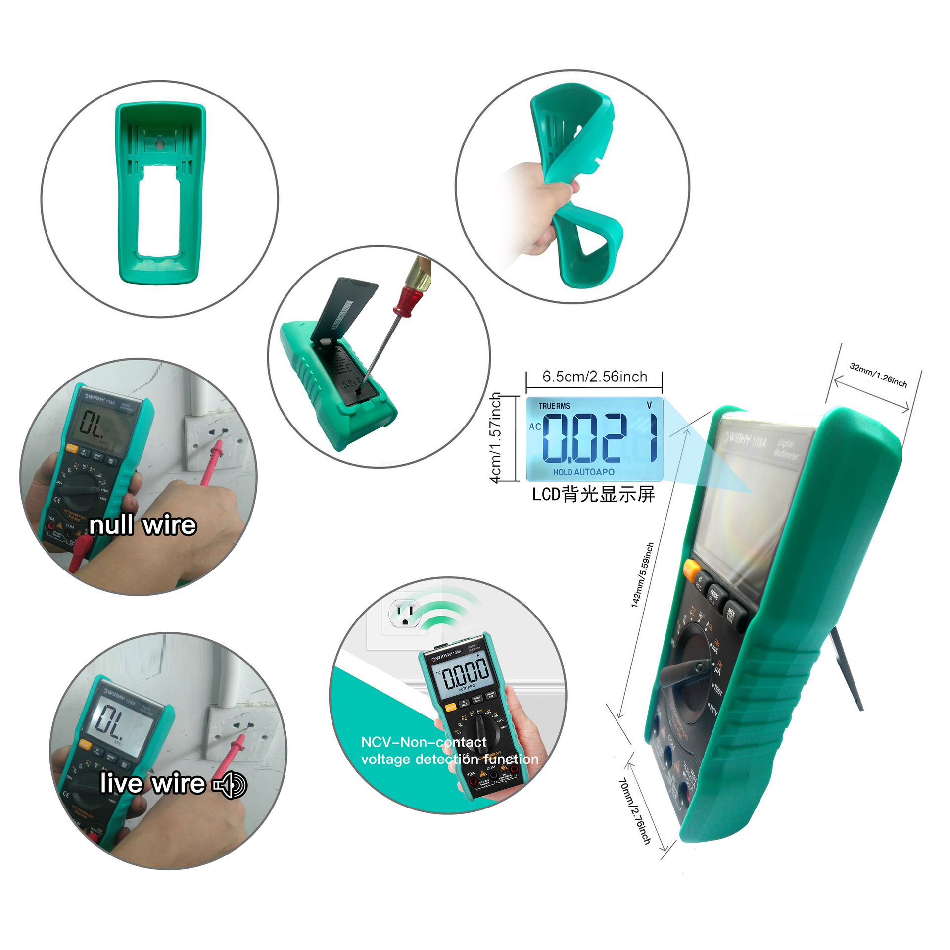 108A仪器仪表数字万用表真有效值平均值零火线NCV6000位自动量程