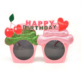 生日眼镜party派对舞会太阳镜 樱桃 爱心 装饰拍照道具出口眼镜