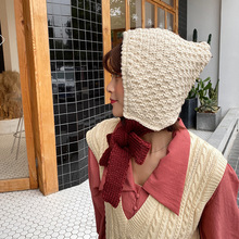 毛線帽復古可愛尖尖帽護耳保暖韓版潮紅色針織帽子女秋冬手工編織