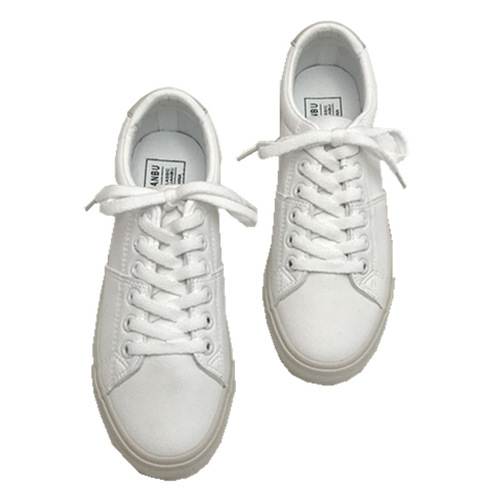 Internet celebrity white shoes women's Korean version versatile 2019 spring new ins street photography Hong Kong style flat women's shoes leather surface