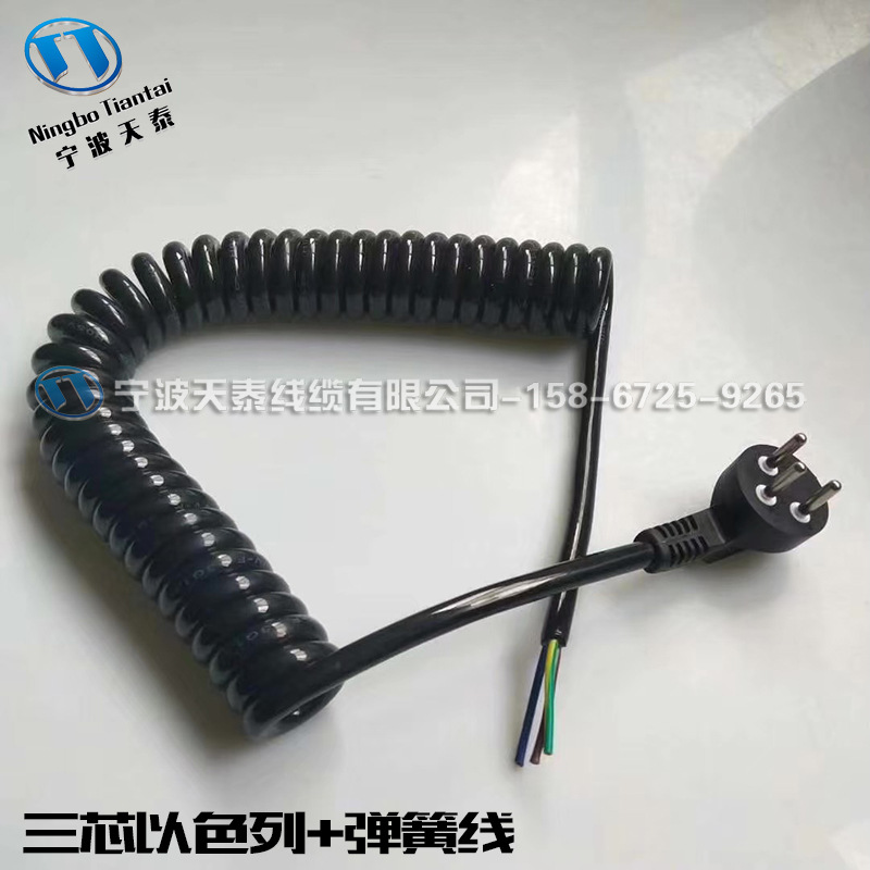 丹麦插头电源线AC三芯丹麦插头电源线带90度弯头品字尾直角品字尾