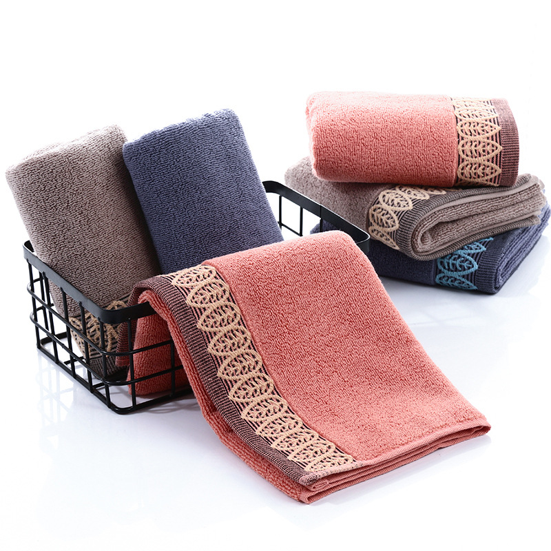 Pure cotton 32 strands leaf embroidery towel cotton adult household wash towel