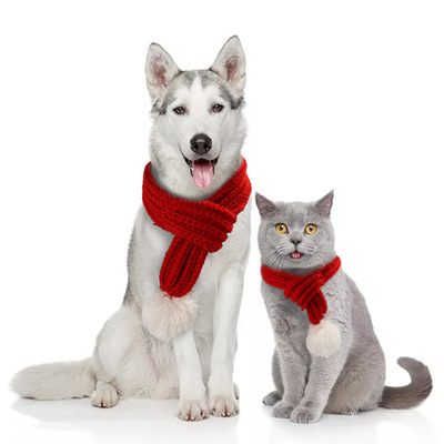 亚马逊宠物针织圣诞围巾 创意贵宾泰迪围脖猫咪狗狗宠物用品|ru