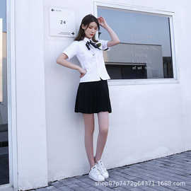 百褶裙短袖衬衫套装初中高中学生装日系韩版校服班服套装厂家批发