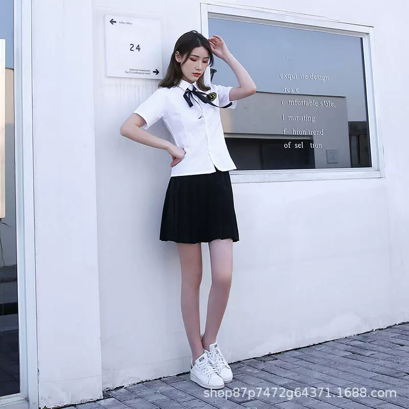 百褶裙短袖衬衫套装初中高中学生装日系韩版校服班服套装厂家批发