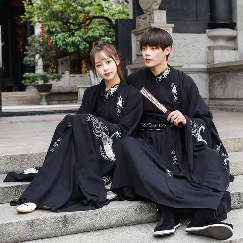 Hanfu Original Ancient Style Couple Outfit Domineering Chinese Style Dragon Pattern Embroidery Wei Jin Student Suit