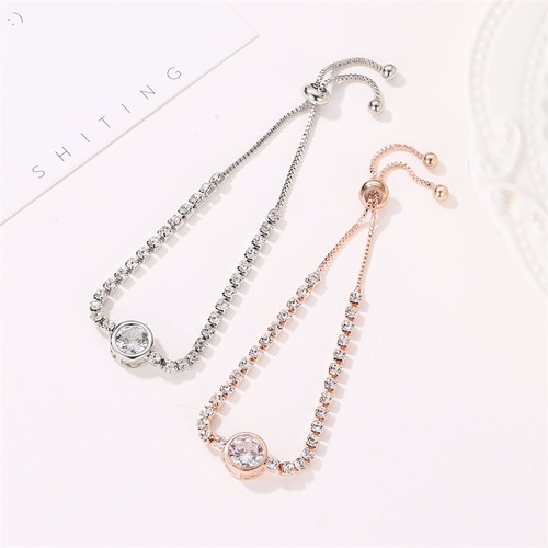 Hot-selling new products in Europe and the United States Fashionable Rose Gold Love Zircon Bracelet Simple Alloy Diamond Women's Bracelet Bracelet