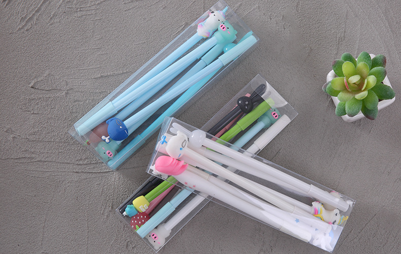 Cute Cartoon Soft Rubber Head Gel Pen Student Ball Pen Office Stationery Writing Pen 6 Boxed display picture 2