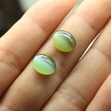 天然正品和田玉碧玉裸石猫眼戒面古风时尚界面发簪平底戒面镶嵌