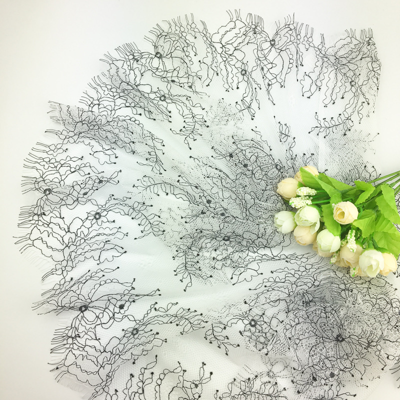 精细黑白双色睫毛蕾丝花边 春夏女装家居睡衣内衣服装柔软蕾丝