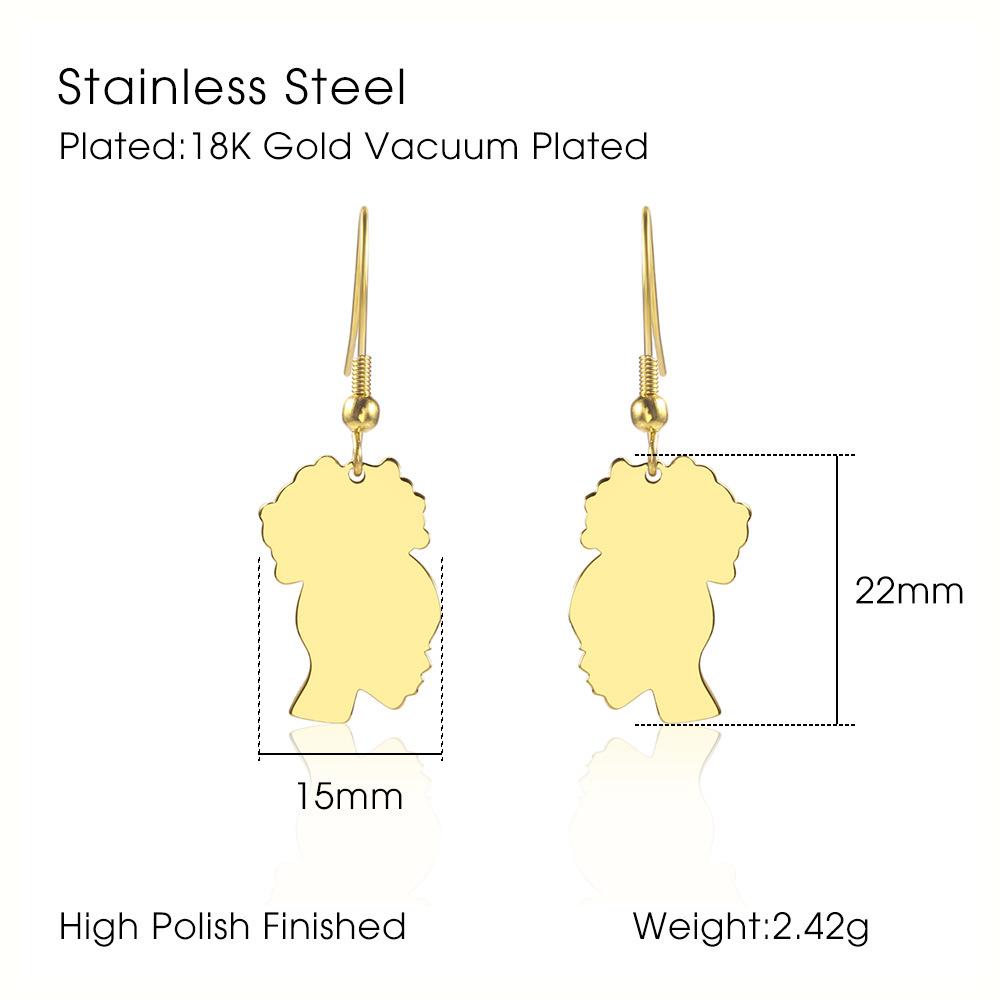 Fashion Portrait Plating 304 Stainless Steel No Inlaid 18K Gold Plated Earrings display picture 2