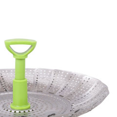 New cross-border household stainless steel folding steamer rack for wholesale, featuring a lotus-inspired telescoping steaming tray—perfect for kitchen-style xiaolongbao dumplings and buns.