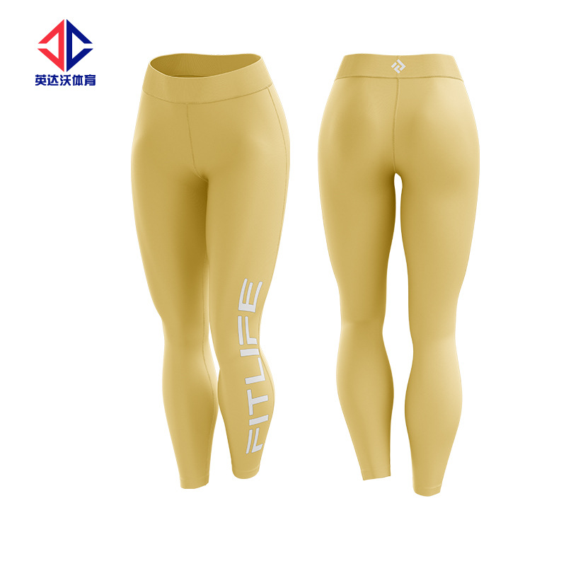 热升华定制高腰瑜伽裤蜜桃提臀收腹跑步纯色运动紧身健身裤|ms